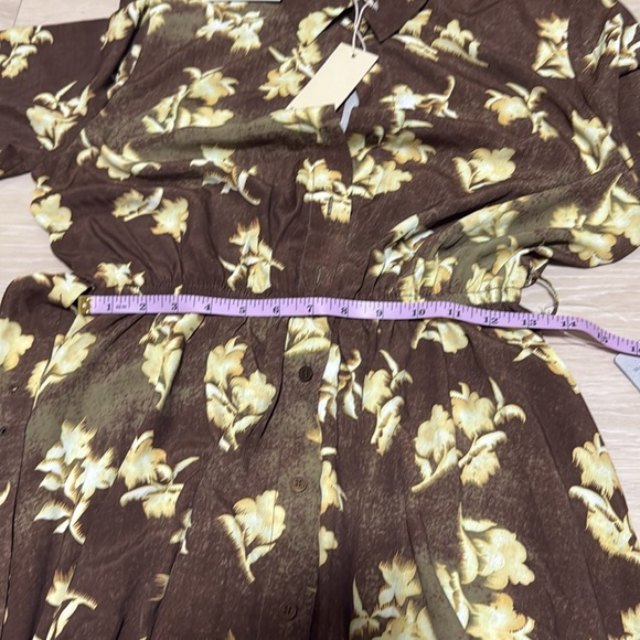 MELLODAY Brown Floral Collared Button Down Midi Dress NEW - Picture 6 of 8